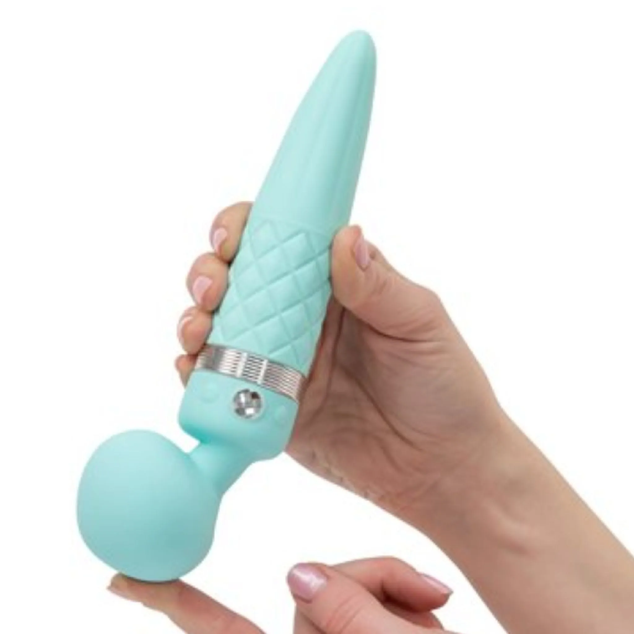 Pillow Talk Sultry Warming Double Ended Wand Vibrator - Teal