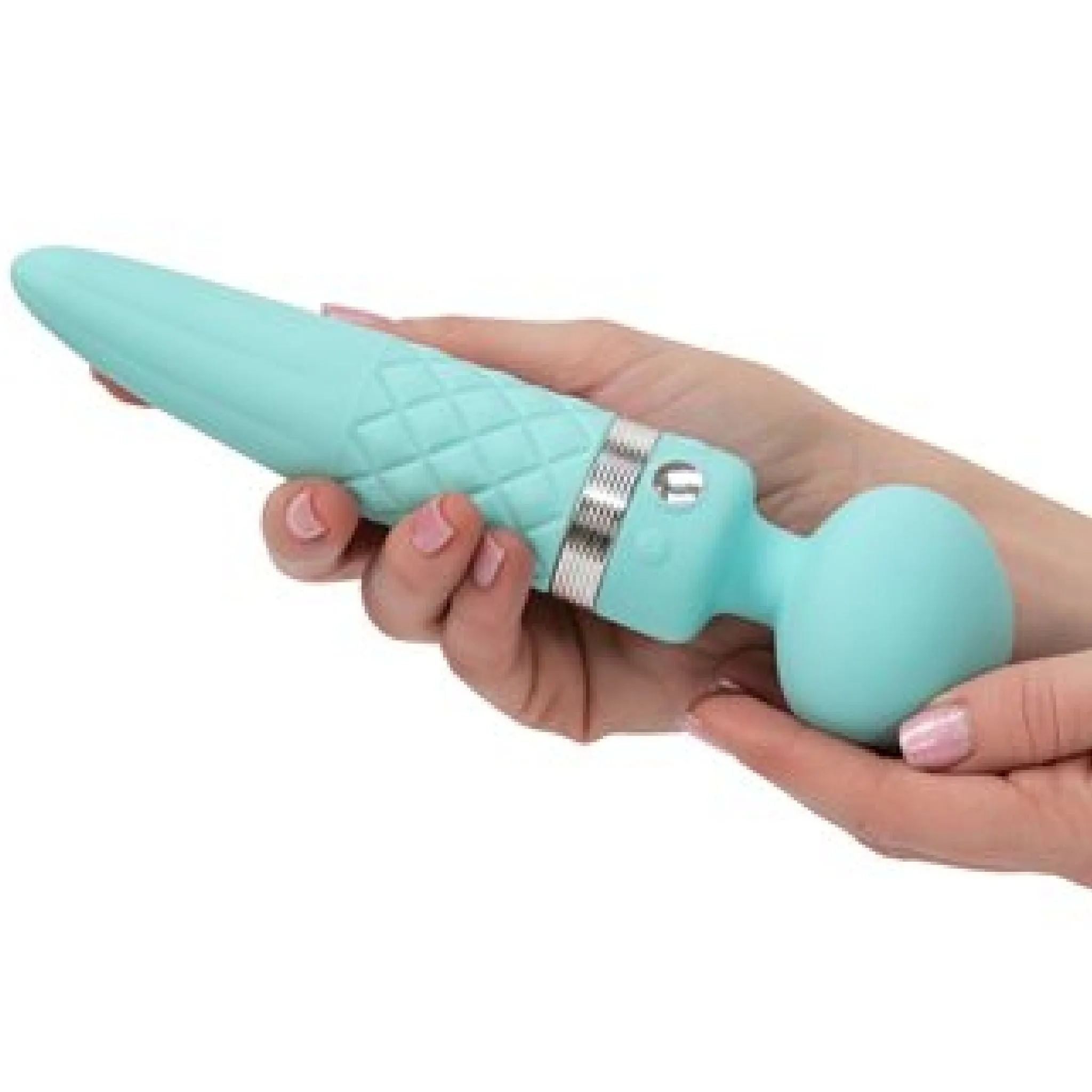 Pillow Talk Sultry Warming Double Ended Wand Vibrator - Teal