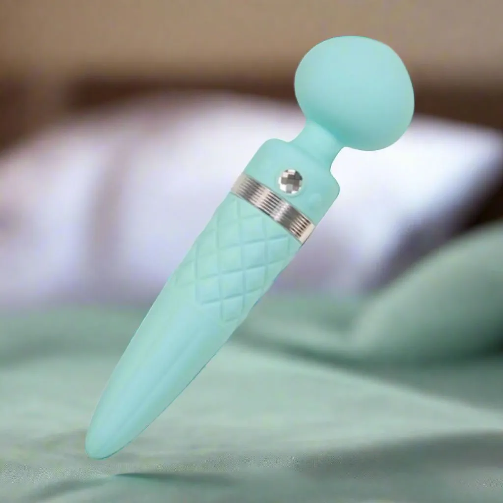 Pillow Talk Sultry Warming Double Ended Wand Vibrator - Teal