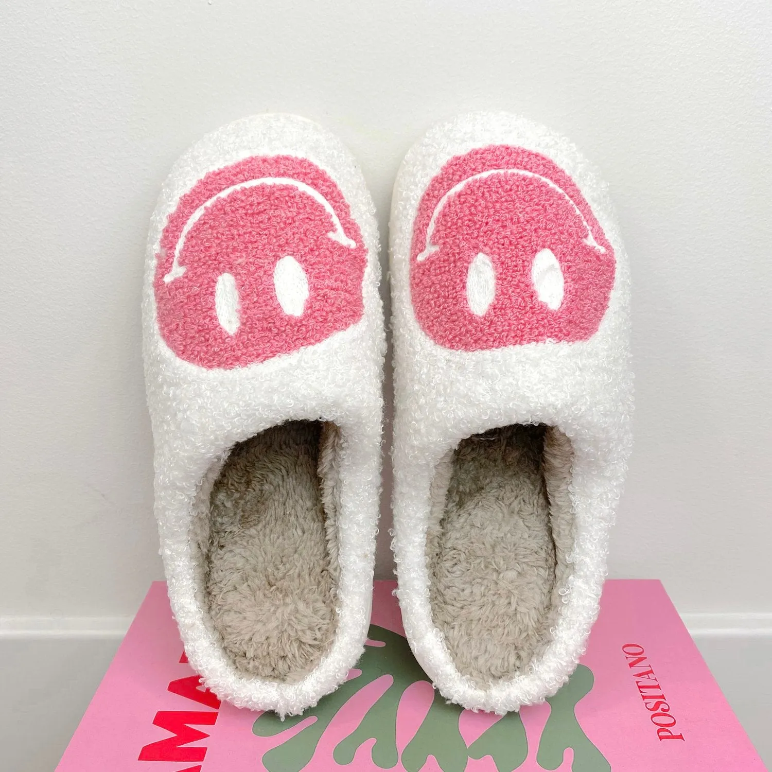 Pink Smiley Slippers