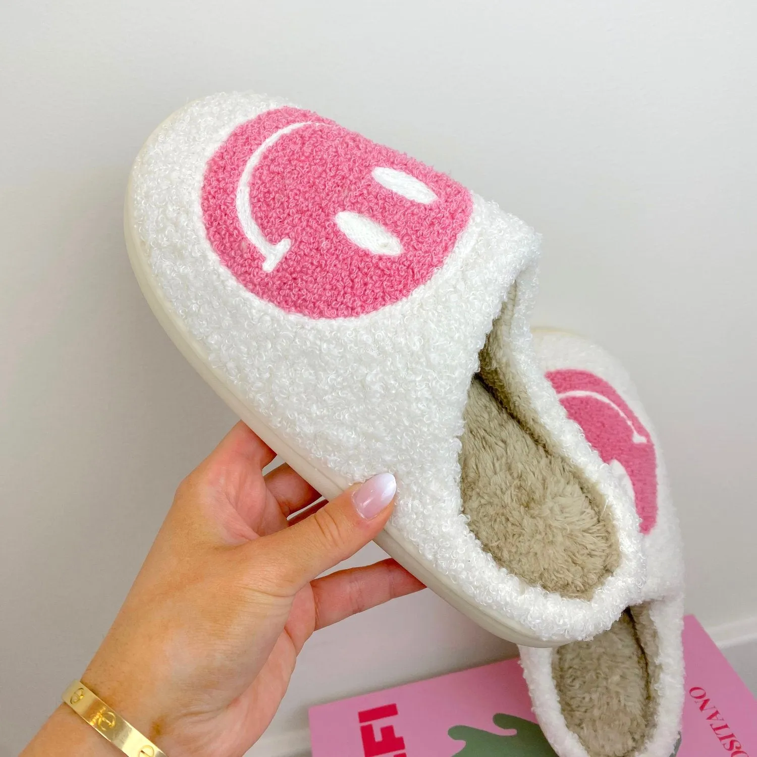 Pink Smiley Slippers