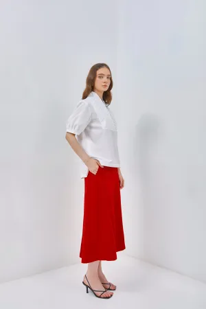 Pleated Top With High Collar