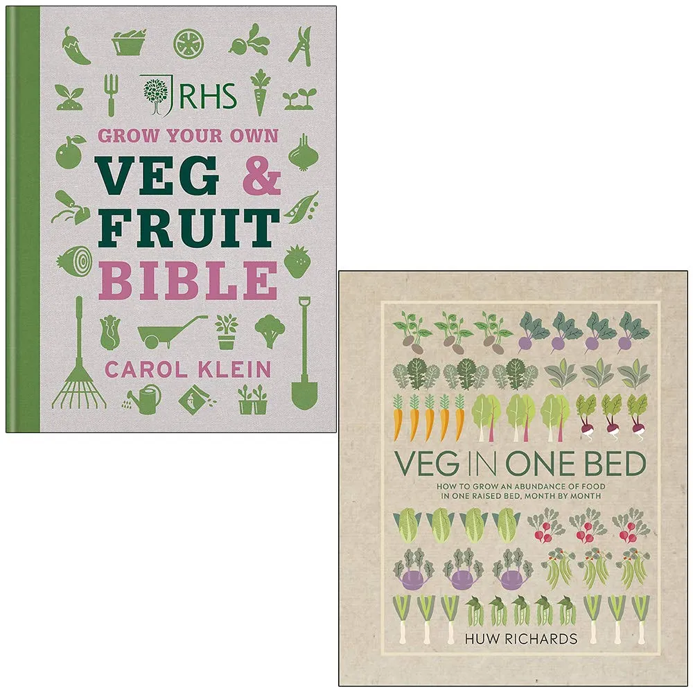 RHS Veg & Fruit Bible & Veg in One Bed 2 Books Collection Set