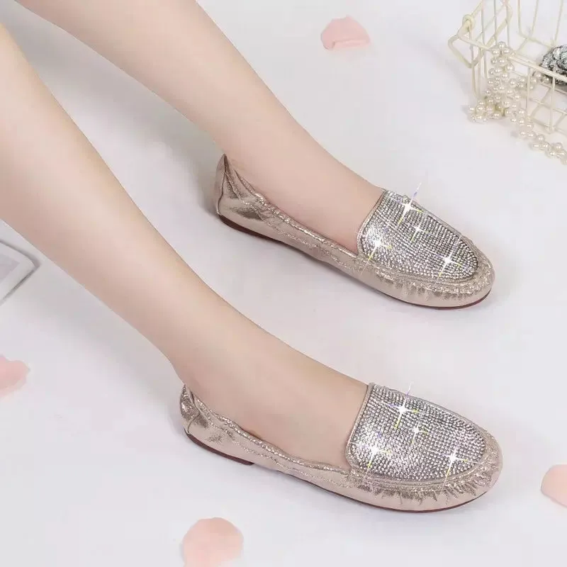 Sequined moccasin for women