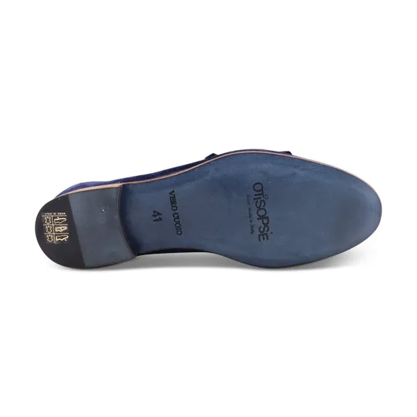 Slippers con fibbia in camoscio blu