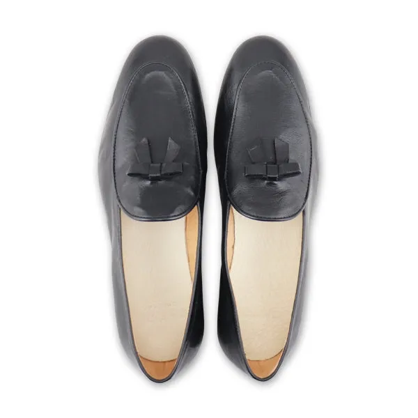 Slippers nero in pelle stropicciata