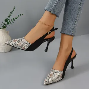 Snake Skin Pattern Face High-heeled Fashion Sandals Female