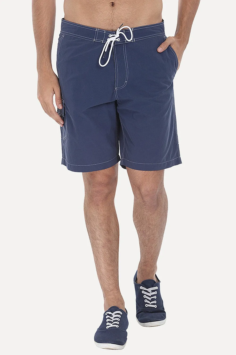 Solid Quick Dry Cargo Board Swim Shorts