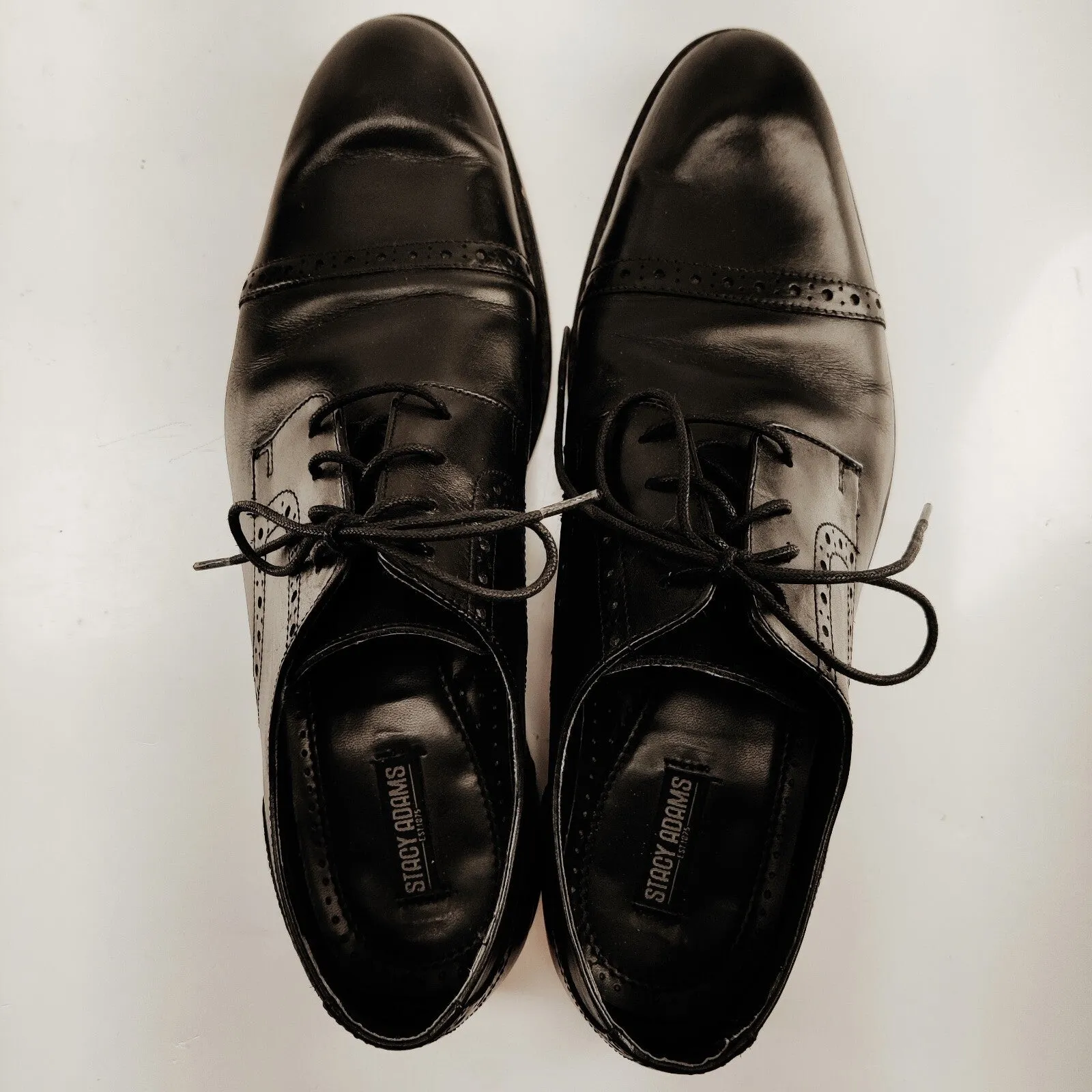 Stacy Adams Black Oxford Derby Brogue Shoes Men's Size 12