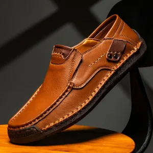 Thomas - Bruine Loafers met Dubbele Naad