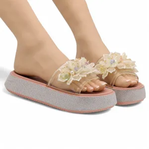 Transparent pearl slipper