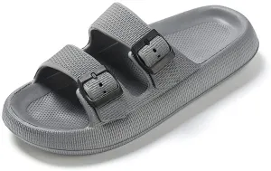 TREEMALL Pillow Sandals Cloud Slides for Women Men,Quick Drying Buckle Sandals Non-Slip Open Toe Double Strap Sandals