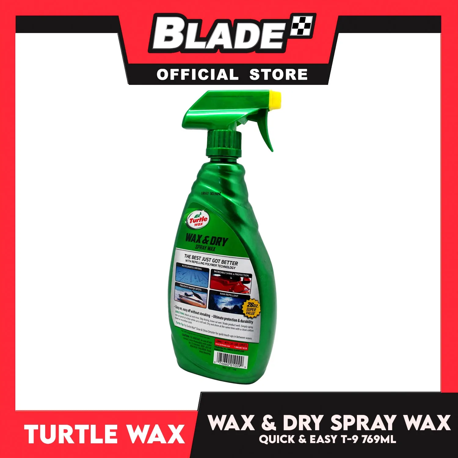 Turtle Wax, Wax And Dry Spray Car Wax 769ml Quick And Easy