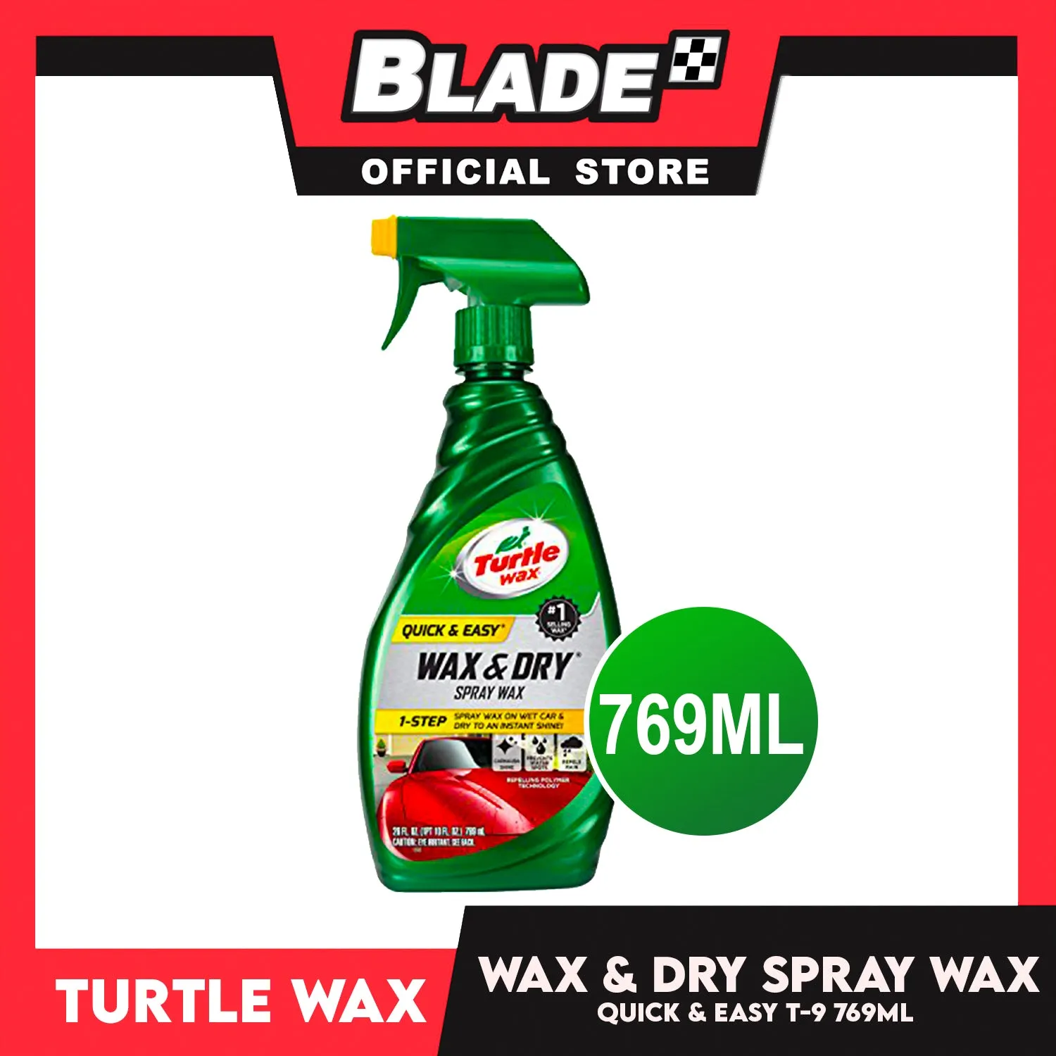Turtle Wax, Wax And Dry Spray Car Wax 769ml Quick And Easy