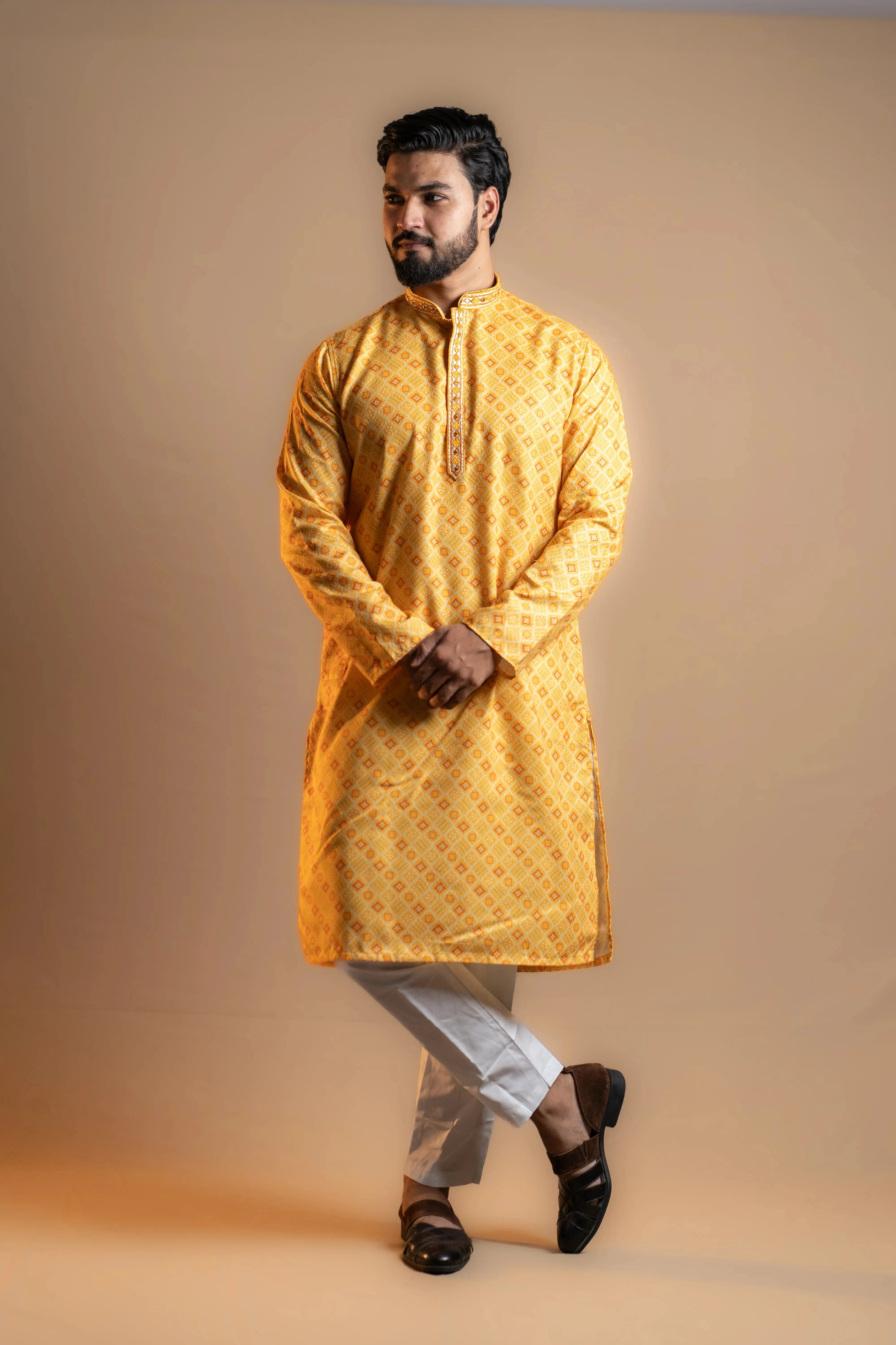 Vibrant Yellow Kurta Set for Men