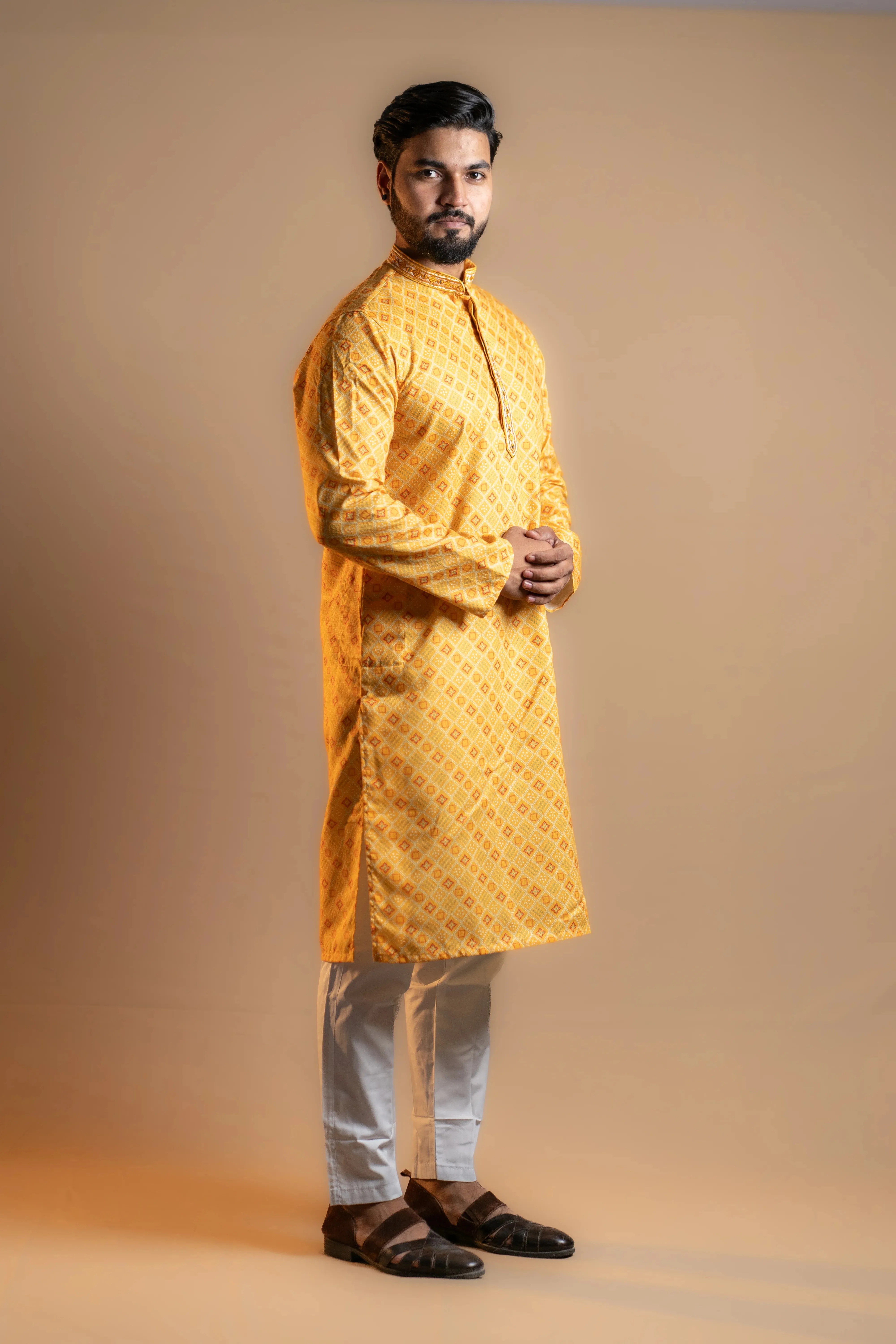 Vibrant Yellow Kurta Set for Men