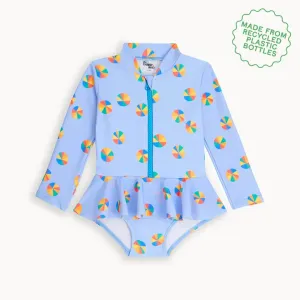 Waterfall - Beachball Zip Up Long Sleeve Swimsuit