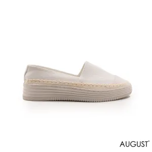 WHITE FABRIC LOAFERS WITH DETAILS TOUCH