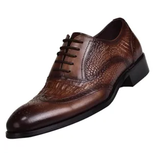 Wildking Men's Crocodile Style Leather Retro Oxford Shoes 3066