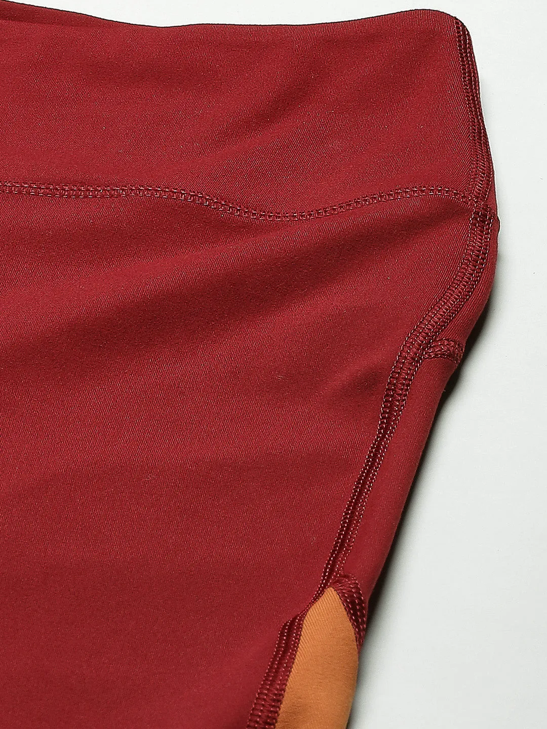 Women's Maroon Color-Blocked Training Quick Dry Tights