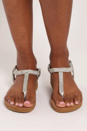 Yana Comfort Sole T-Strap Ankle Strap Sandal - Silver